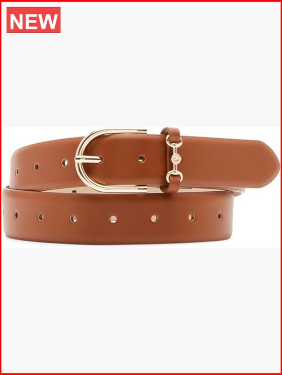 Horsebit Pant Belt with Oval Buckle, Polyurethane, 1.26 Inches Wide main image 6